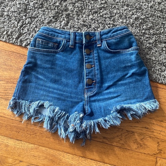 MAJE Fringed High Waisted Denim Shorts Size EU 34 - Picture 1 of 13